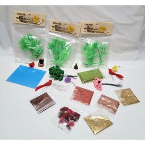 Vintage Lot of 20 Miniature Dollhouse Garden Craft Trees Glitter Birds Flowers